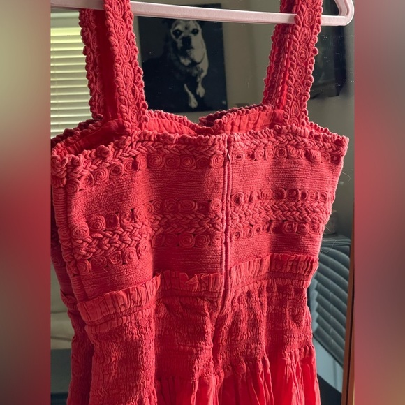 Sea New York 100% Cotton Red Orange Camila Pleating Romper - Picture 11 of 15